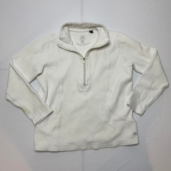 Vintage Tommy Bahama White 1/4 Zip Sweatshirt Size Medium - Picture 1 of 6